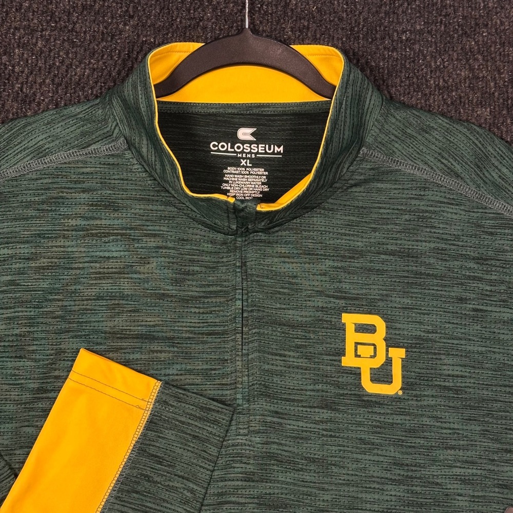 Colosseum Quarter Zip Baylor BU Pullover NWT Mens XL Green Space Dye Logo